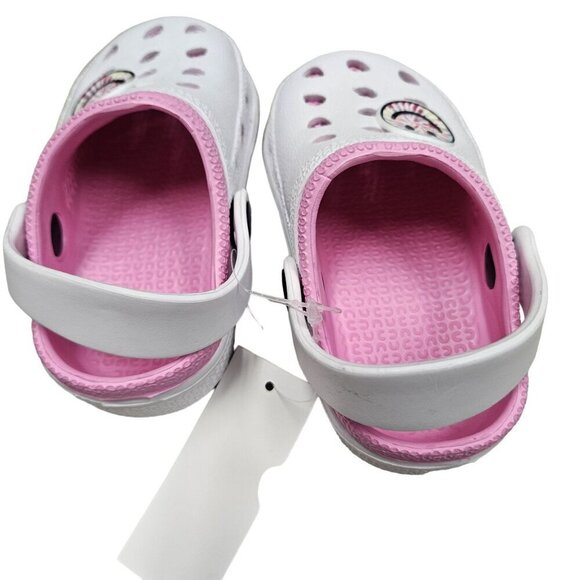 Childrens‎ White & Pink Clogs With Smile Design Girls Tie Dye Happy Face Slip On - Picture 3 of 8